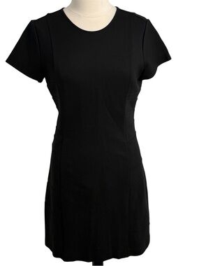 Ann Taylor Women's Short Sleeve Structured Sheath Silhouette Stretch Midi Dress